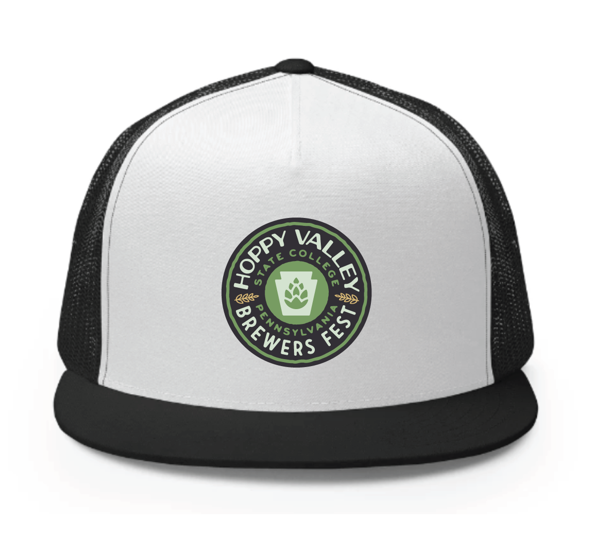 Badge Logo Trucker Cap - White/Black